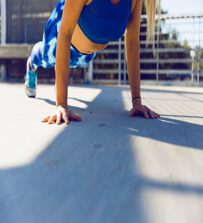 girl doing pushup for self diabetes managent